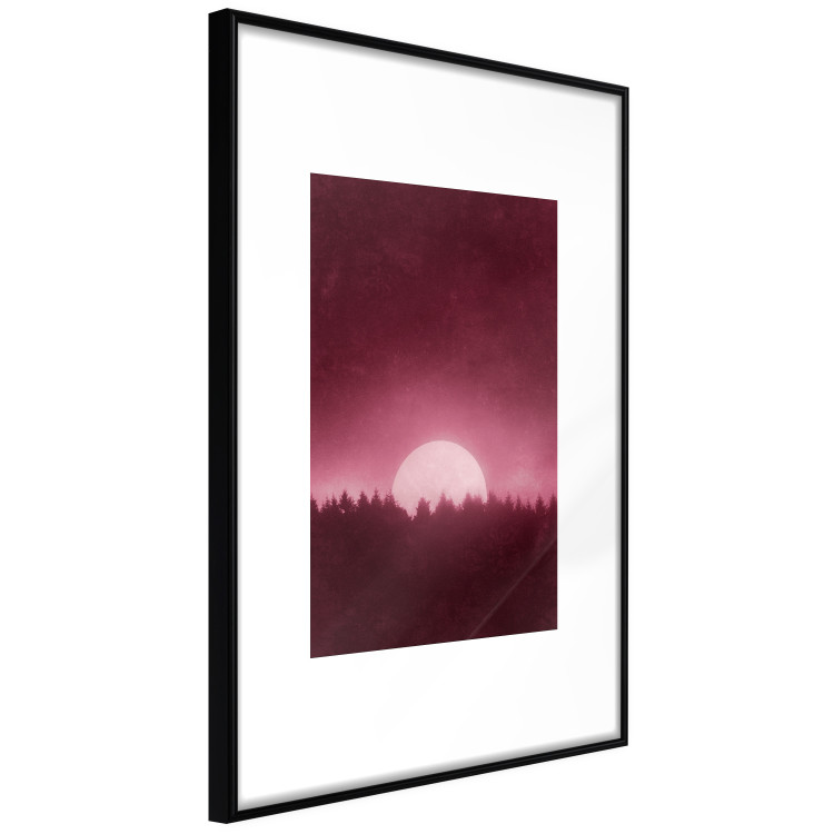 Poster Fullness - dark pink landscape of a silver moon against the sky and forest 117569 additionalImage 13