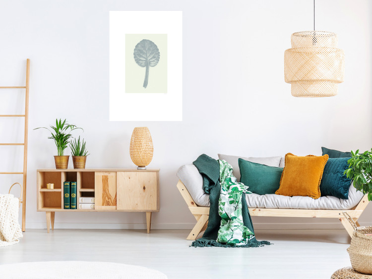 Poster Pastel Beauty - simple composition with a leaf in light colors 117769 additionalImage 2
