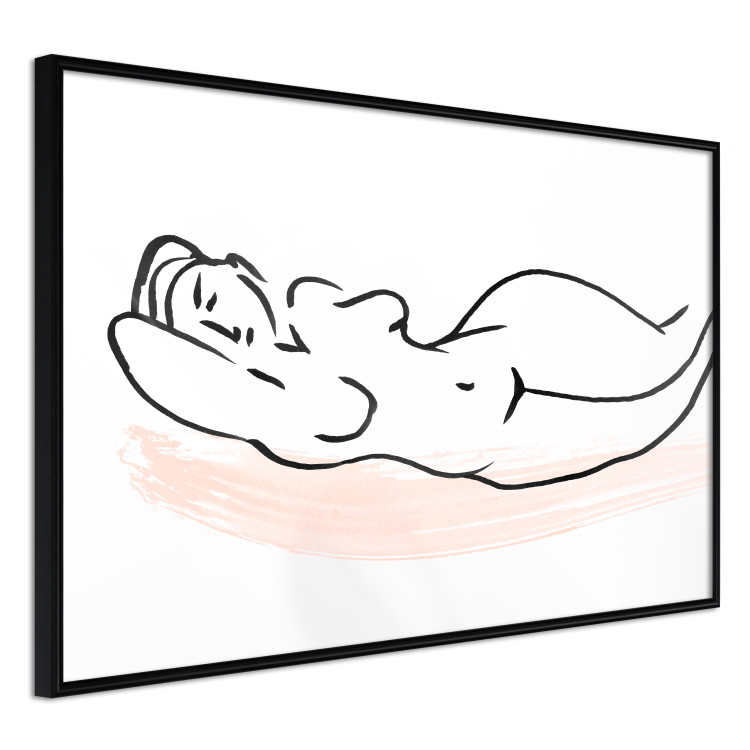 Wall Poster Sunbathing - black and white simple line art with the silhouette of a reclining woman 119269 additionalImage 12