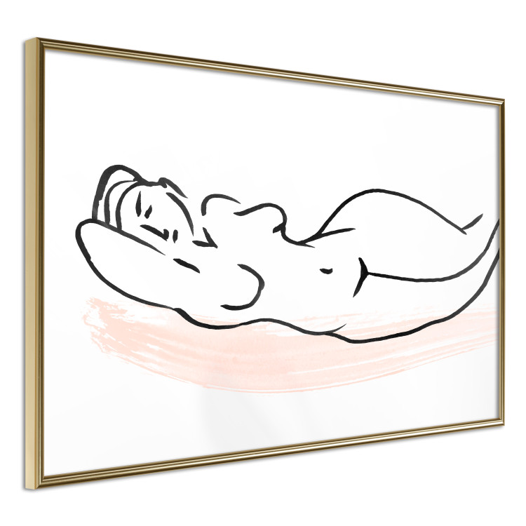 Wall Poster Sunbathing - black and white simple line art with the silhouette of a reclining woman 119269 additionalImage 14