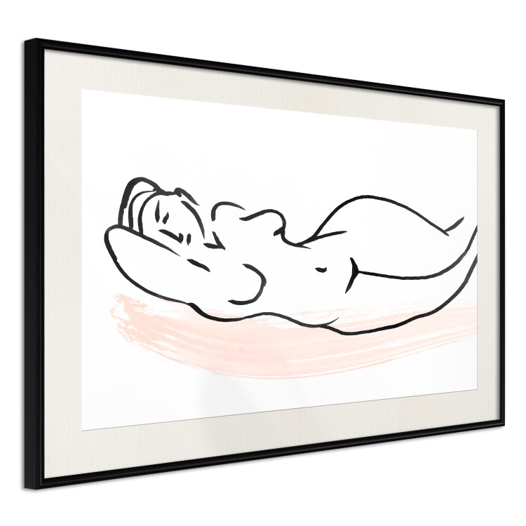 Wall Poster Sunbathing - black and white simple line art with the silhouette of a reclining woman 119269 additionalImage 3