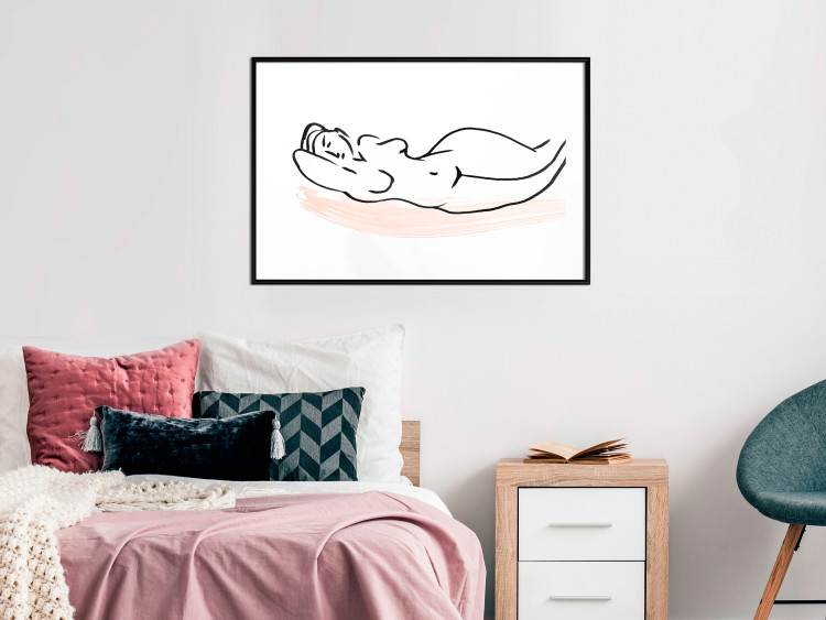 Wall Poster Sunbathing - black and white simple line art with the silhouette of a reclining woman 119269 additionalImage 6