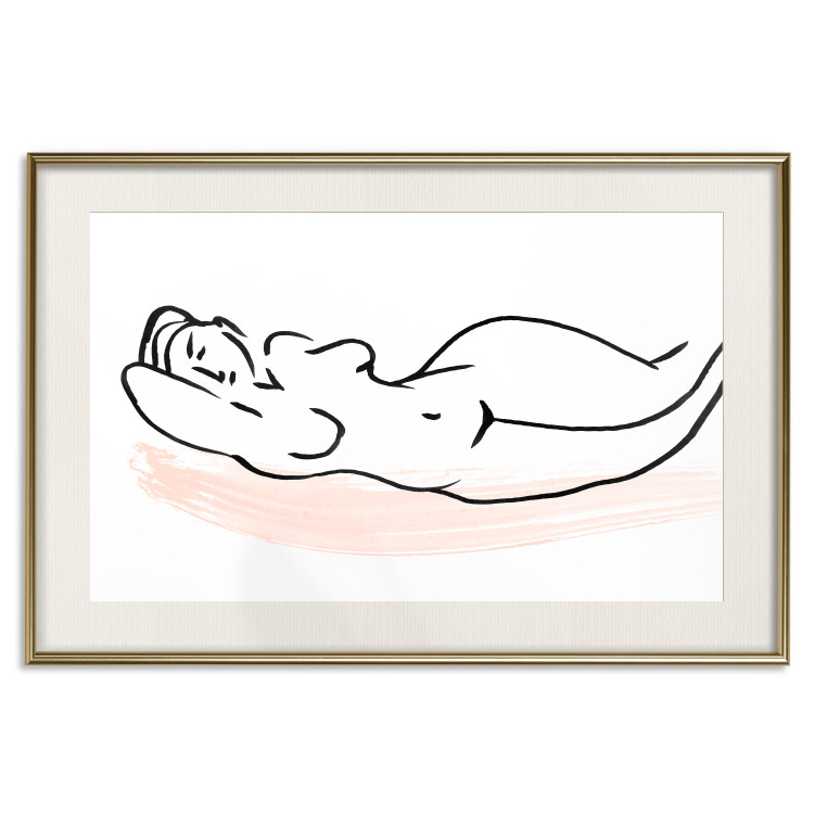 Wall Poster Sunbathing - black and white simple line art with the silhouette of a reclining woman 119269 additionalImage 19