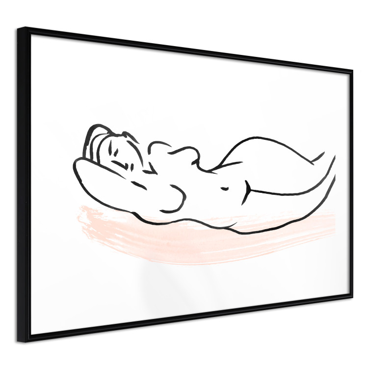 Wall Poster Sunbathing - black and white simple line art with the silhouette of a reclining woman 119269 additionalImage 13