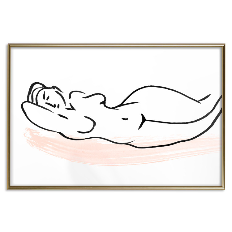 Wall Poster Sunbathing - black and white simple line art with the silhouette of a reclining woman 119269 additionalImage 20