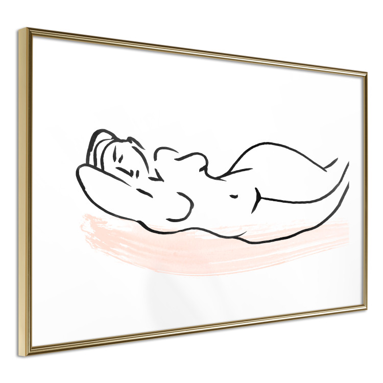Wall Poster Sunbathing - black and white simple line art with the silhouette of a reclining woman 119269 additionalImage 8