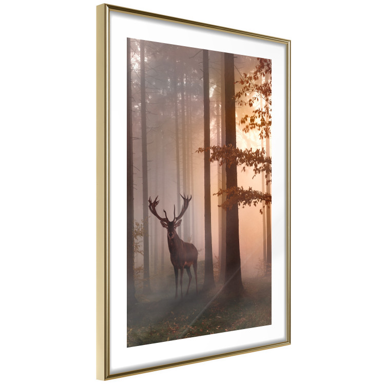 Wall Poster Morning - wild deer among forest trees against the backdrop of an autumn landscape 120469 additionalImage 6