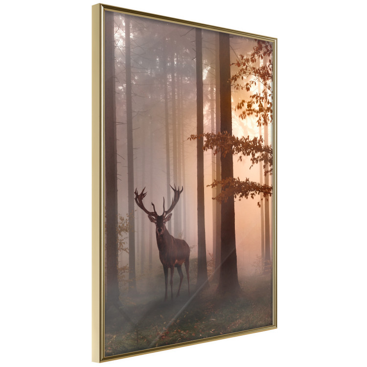 Wall Poster Morning - wild deer among forest trees against the backdrop of an autumn landscape 120469 additionalImage 14