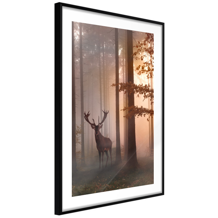 Wall Poster Morning - wild deer among forest trees against the backdrop of an autumn landscape 120469 additionalImage 11