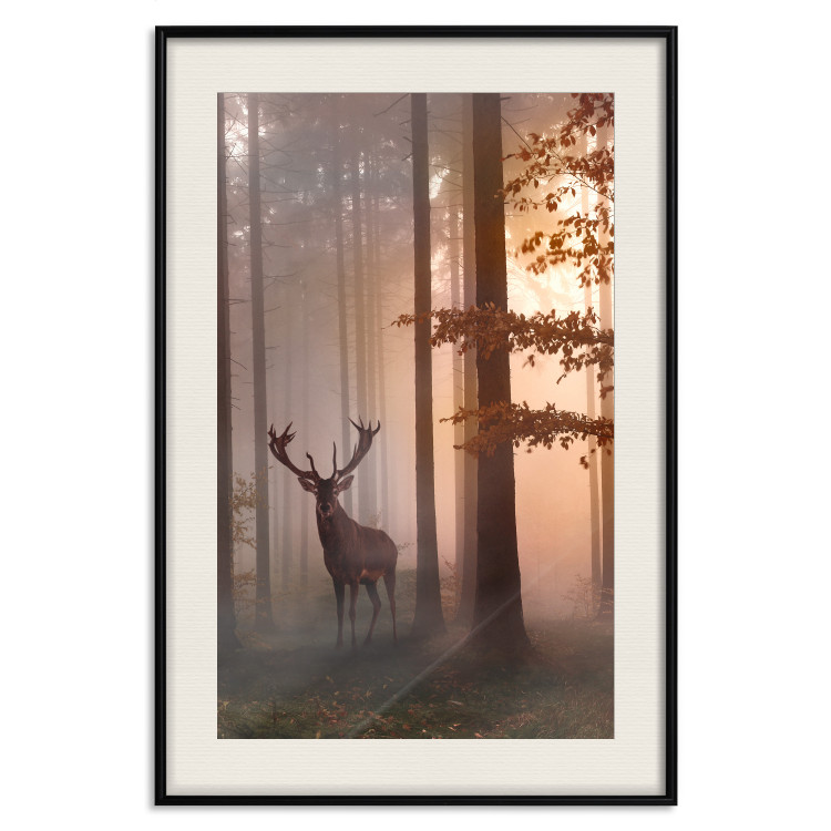Wall Poster Morning - wild deer among forest trees against the backdrop of an autumn landscape 120469 additionalImage 18