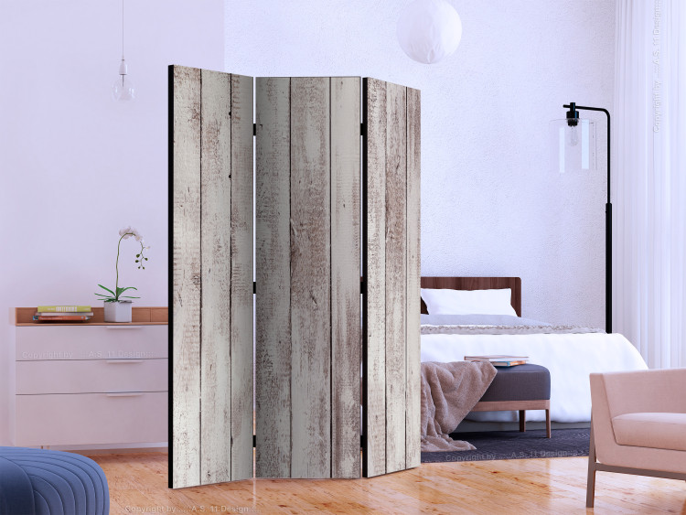 Folding Screen Exquisite Wood - texture of white-painted wooden planks 122969 additionalImage 2