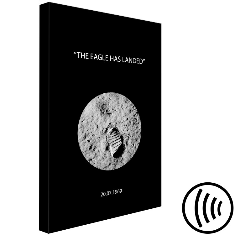 Canvas Print Shoe print on the moon - photo from the moon with English inscription 123169 additionalImage 6
