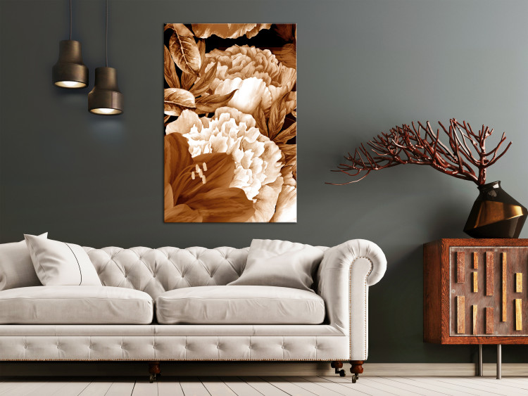 Canvas Print Bouquet of lilies and peonies in sepia - photo with flowers in sepia 123869 additionalImage 3