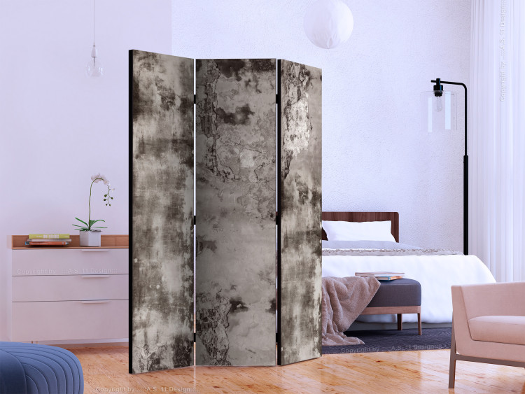 Folding Screen Old Plaster (3-piece) - irregular gray concrete texture 124069 additionalImage 2