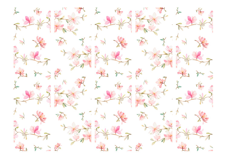 Room Divider Screen Fresh Magnolias II (5-piece) - delicate pattern of pastel flowers 124269 additionalImage 3