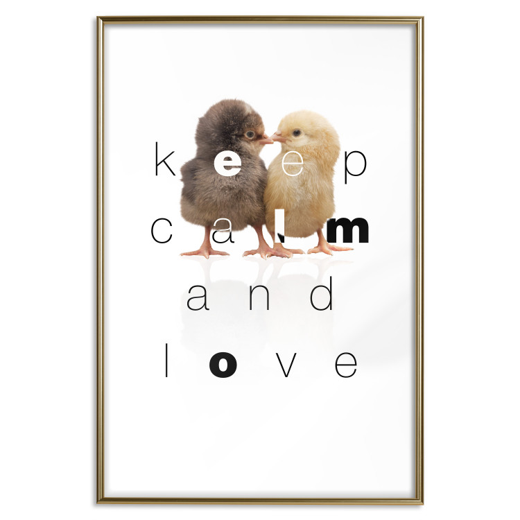 Poster Keep Calm and Love - romantic chicken couple with English text 125269 additionalImage 16