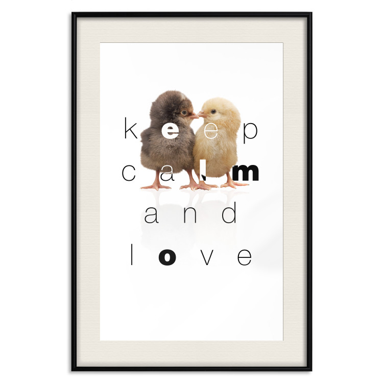 Poster Keep Calm and Love - romantic chicken couple with English text 125269 additionalImage 18