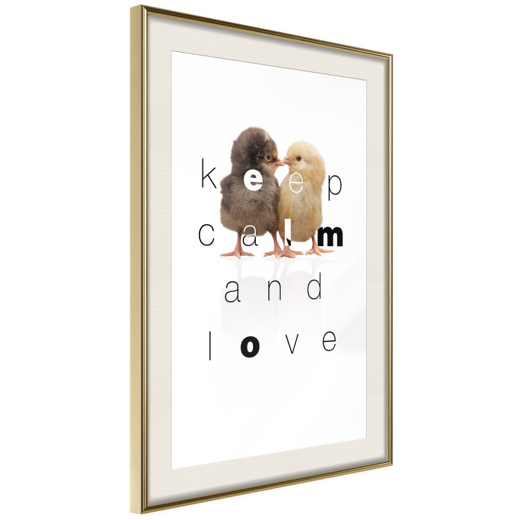 Poster Keep Calm and Love - romantic chicken couple with English text 125269 additionalImage 2