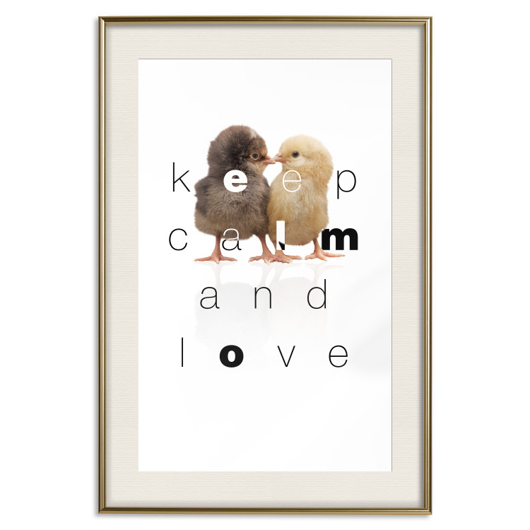 Poster Keep Calm and Love - romantic chicken couple with English text 125269 additionalImage 19