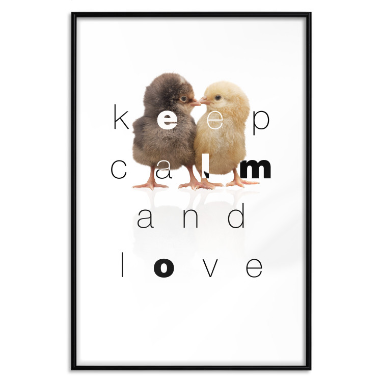 Poster Keep Calm and Love - romantic chicken couple with English text 125269 additionalImage 24