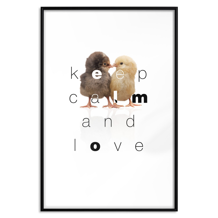 Poster Keep Calm and Love - romantic chicken couple with English text 125269 additionalImage 15