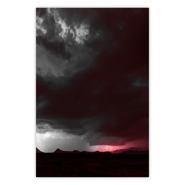 Poster Restlessness - landscape with dark clouds against a stormy lightning background 125869
