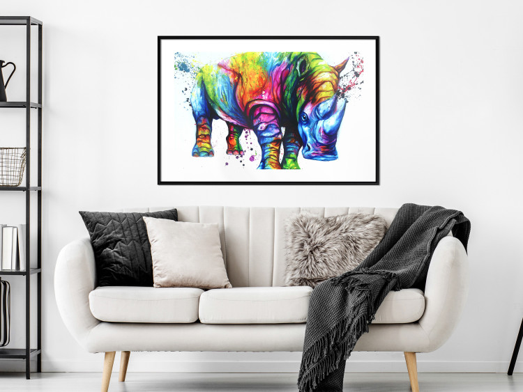 Poster Colorful Rhinoceros - abstract multicolored animal on a white background 126969 additionalImage 23