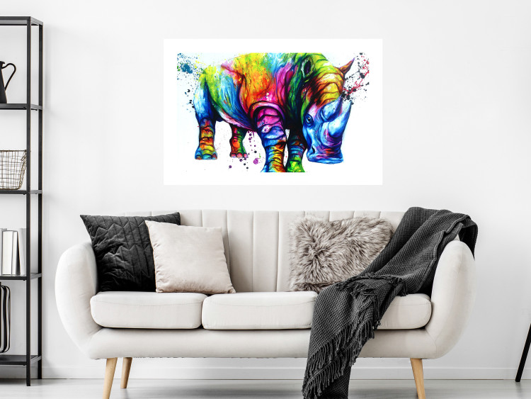 Poster Colorful Rhinoceros - abstract multicolored animal on a white background 126969 additionalImage 5