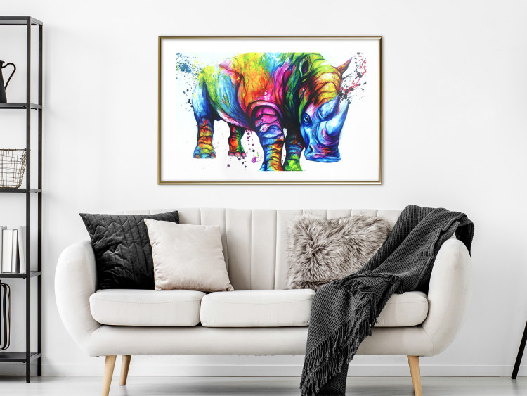 Poster Colorful Rhinoceros - abstract multicolored animal on a white background 126969 additionalImage 15