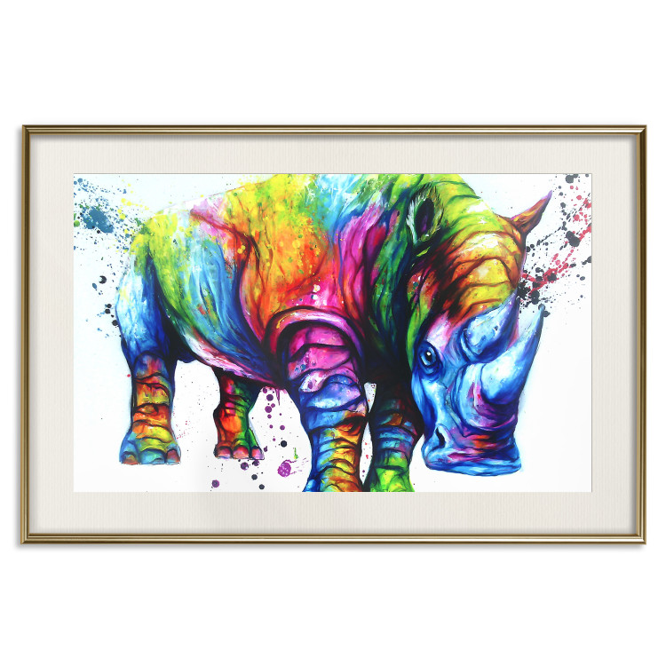 Poster Colorful Rhinoceros - abstract multicolored animal on a white background 126969 additionalImage 20