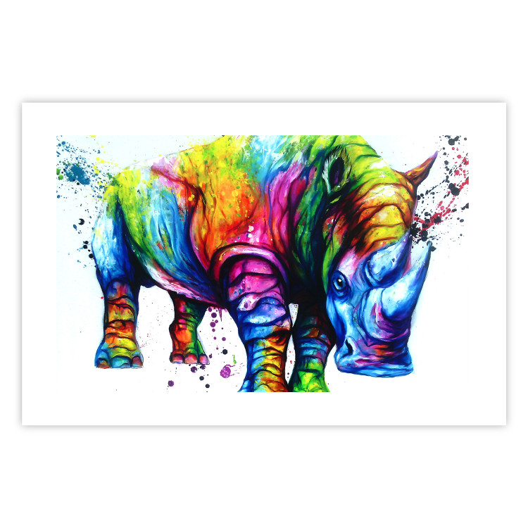 Poster Colorful Rhinoceros - abstract multicolored animal on a white background 126969 additionalImage 25