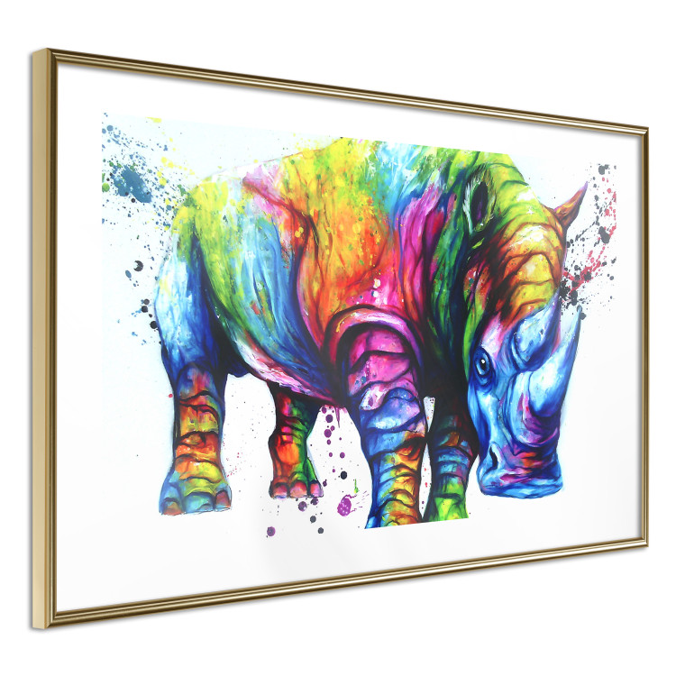 Poster Colorful Rhinoceros - abstract multicolored animal on a white background 126969 additionalImage 9