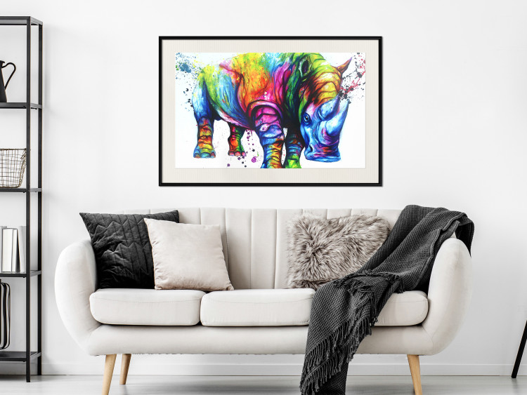 Poster Colorful Rhinoceros - abstract multicolored animal on a white background 126969 additionalImage 24