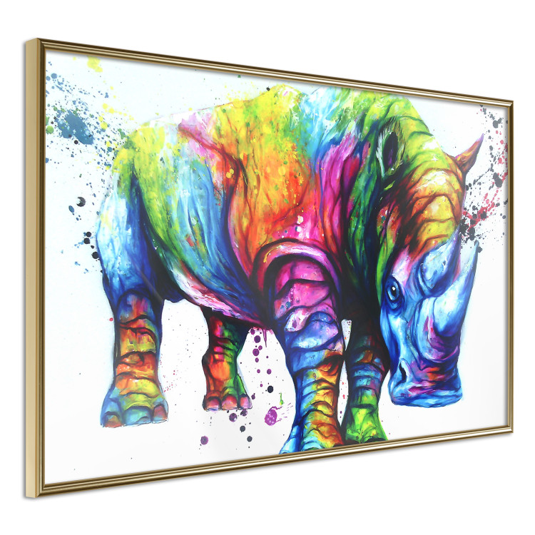 Poster Colorful Rhinoceros - abstract multicolored animal on a white background 126969 additionalImage 14