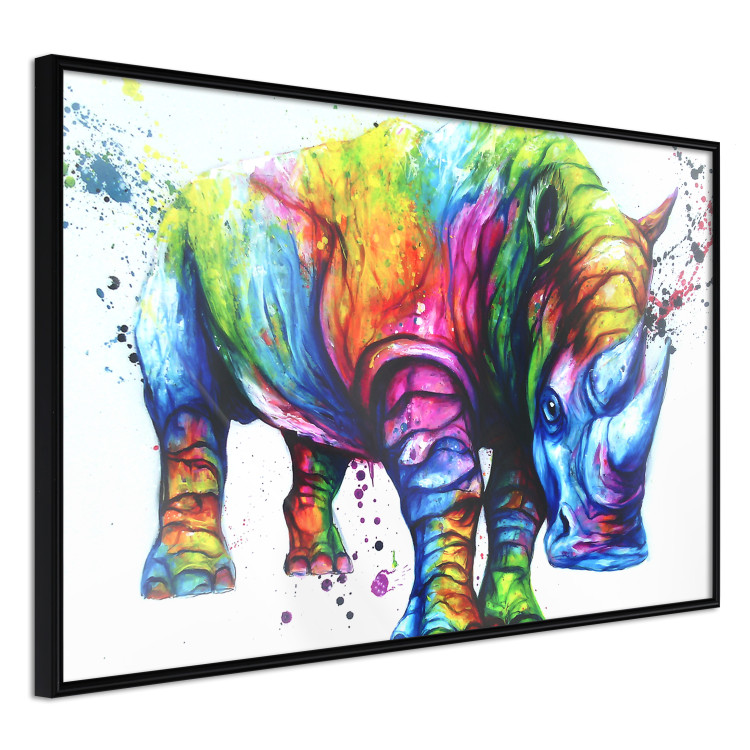 Poster Colorful Rhinoceros - abstract multicolored animal on a white background 126969 additionalImage 13