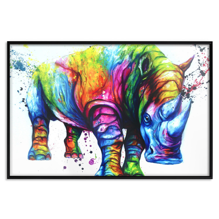 Poster Colorful Rhinoceros - abstract multicolored animal on a white background 126969 additionalImage 16