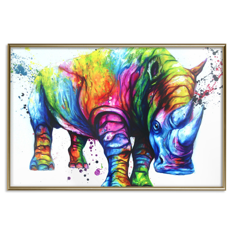 Poster Colorful Rhinoceros - abstract multicolored animal on a white background 126969 additionalImage 21