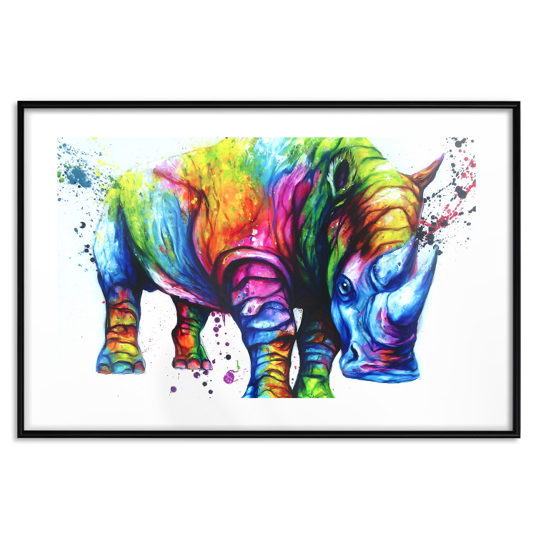 Poster Colorful Rhinoceros - abstract multicolored animal on a white background 126969 additionalImage 17