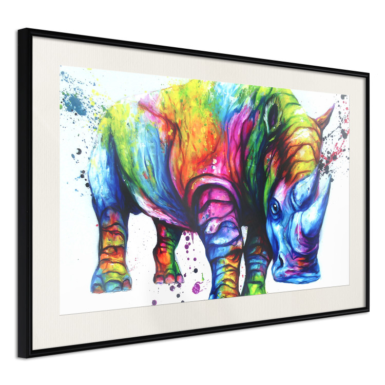 Poster Colorful Rhinoceros - abstract multicolored animal on a white background 126969 additionalImage 2