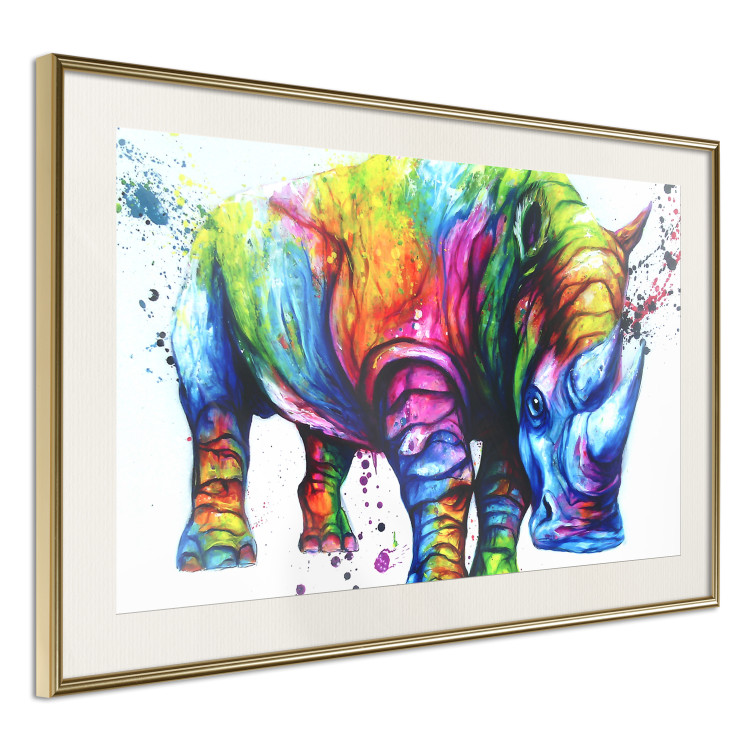 Poster Colorful Rhinoceros - abstract multicolored animal on a white background 126969 additionalImage 3