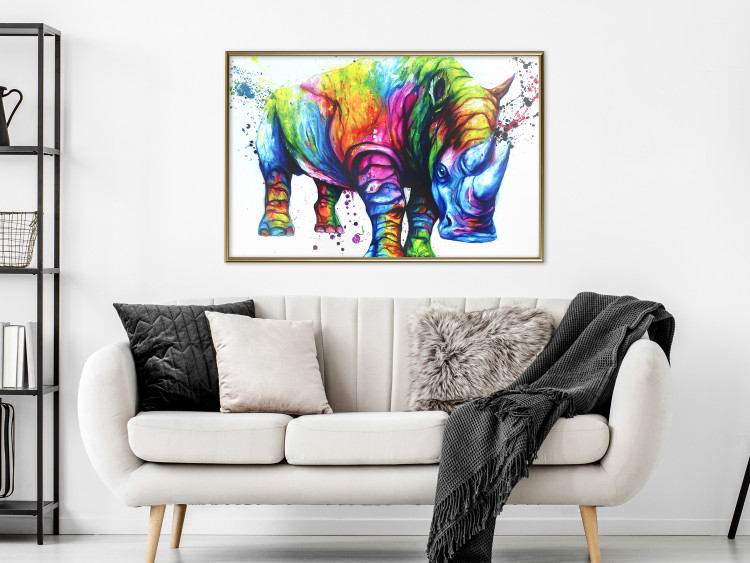 Poster Colorful Rhinoceros - abstract multicolored animal on a white background 126969 additionalImage 5