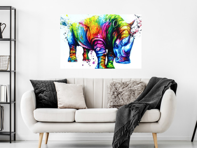 Poster Colorful Rhinoceros - abstract multicolored animal on a white background 126969 additionalImage 4