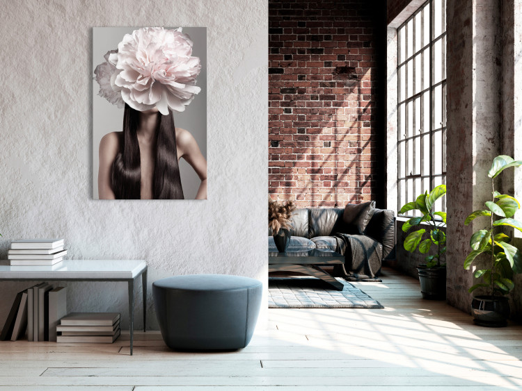 Canvas Print Blossom Head (4-part) - eclectic fantasy with a woman and peony 127269 additionalImage 3
