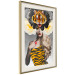Poster Tiger Eye - abstract woman in tiger outfit on gray background 127869 additionalThumb 2