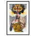 Poster Tiger Eye - abstract woman in tiger outfit on gray background 127869 additionalThumb 18