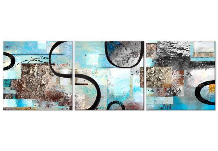 Canvas Cold Abstraction (3-part) - abstract patterns in winter colors 128769
