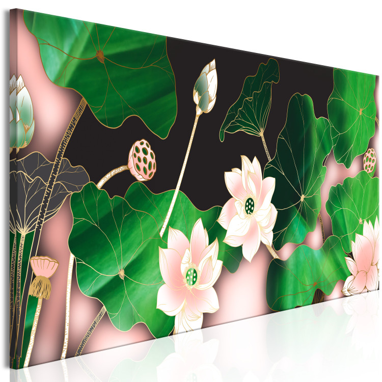 Canvas Print Wonderland (1-part) narrow - abstract pink plants 128869 additionalImage 2