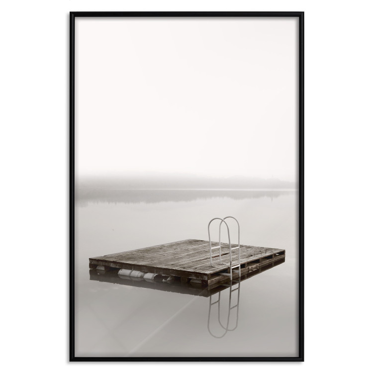 Poster Dive In - board with a ladder in the middle of a lake amidst white glare 130269 additionalImage 16