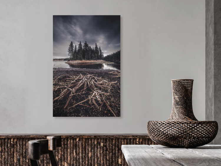 Canvas Print Forested Island (1-piece) Vertical - landscape of dark scenery 130369 additionalImage 3