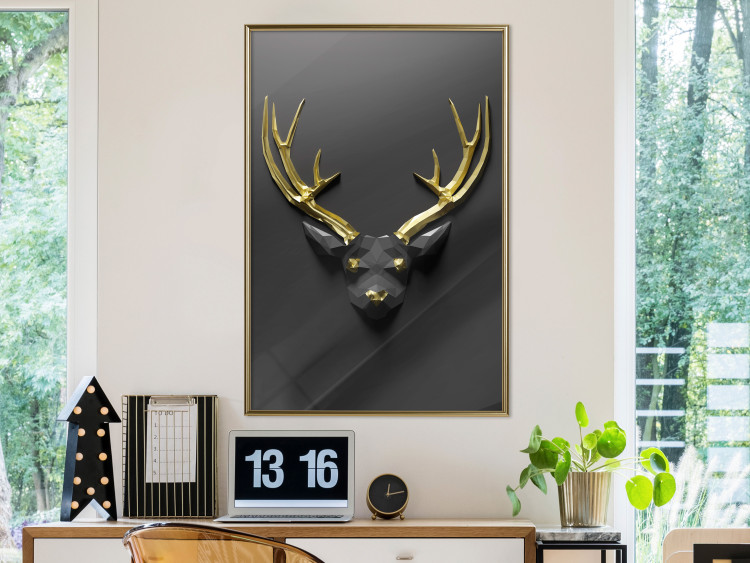 Wall Poster Golden Antlers - abstract figure resembling a deer with golden details 132269 additionalImage 5